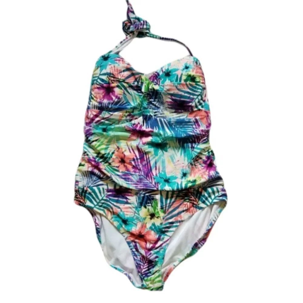 Tropical print one piece